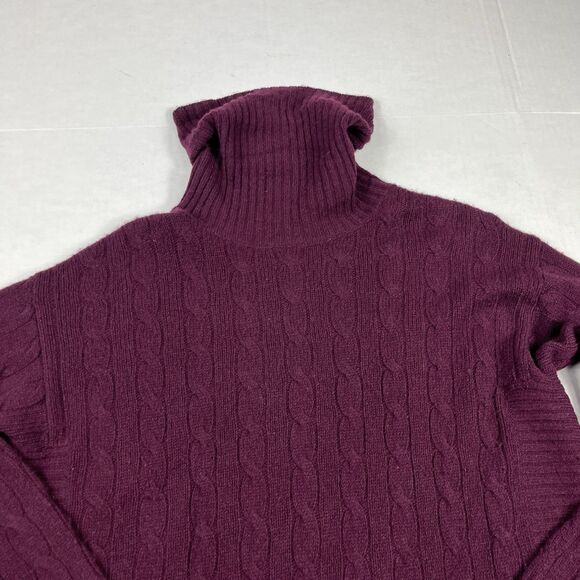 Polo Ralph Lauren Wool Cashmere Turtleneck Sweater Maroon Cozy Cable Knit M FUZZ - Picture 3 of 11